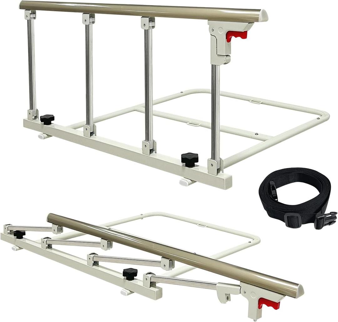 Bed Rails for Elderly Adults Safety Rail Folding Bed Railings for Seniors Side Guard Assist Cane Hospital Bedrails Slides Under Mattress Bed Grab Bar Bedside Medical Handle Fall Prevention(37"x18")