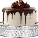 Homaisson Silver Cake Stand - 12 inch Metal Cake Display Stand with Crystal Beads,Large Mirrored Finish Dessert Display Plate, Cupcake Serving Tray, for Wedding, Party,Celebration