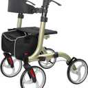 Rollator Walkers for Seniors-Folding Rollator Walker with Seat and Four 10inch Wheels-Medical Rolling Walker with Comfort Handles and Thick Backrest-Lightweight Aluminium Frame Champagne