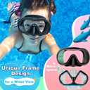 Kids Swim Goggles Mask with Nose Cover 3-16, Unique Frame Design 180 Clear View Tempered Glass No Leak for Pool Beach