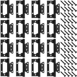 FUNSUEI 16 PCS 4 x 3 Inches Black Non Mortise Door Hinges, Stainless Steel Door Hinges, Mobile Home Door Hinge with Screws for Window, Furniture, Wooden Boxes, Cupboard