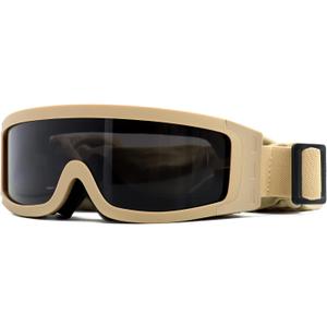 SPOSUNE Airsoft Goggles Anti Fog Army Tactical Goggles with 3 Interchangeable Lens UV400 Protection Airsoft Desert Goggles (027-khaki)