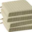 Outdoor Square Corner Seat Cushion, 19"x19"x3", Set of 4, Non Slip Seat Cushion Pads with Removable Cover for Patio Furniture, Garden Yard Lawn, Beige Brown Stripe