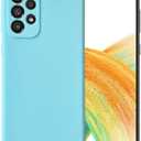 Compatible with Samsung Galaxy A33 5G Soft Liquid Silicone Gel Cell Phone Mobile Basic Back case Cover casing funda para (Cyan Blue)