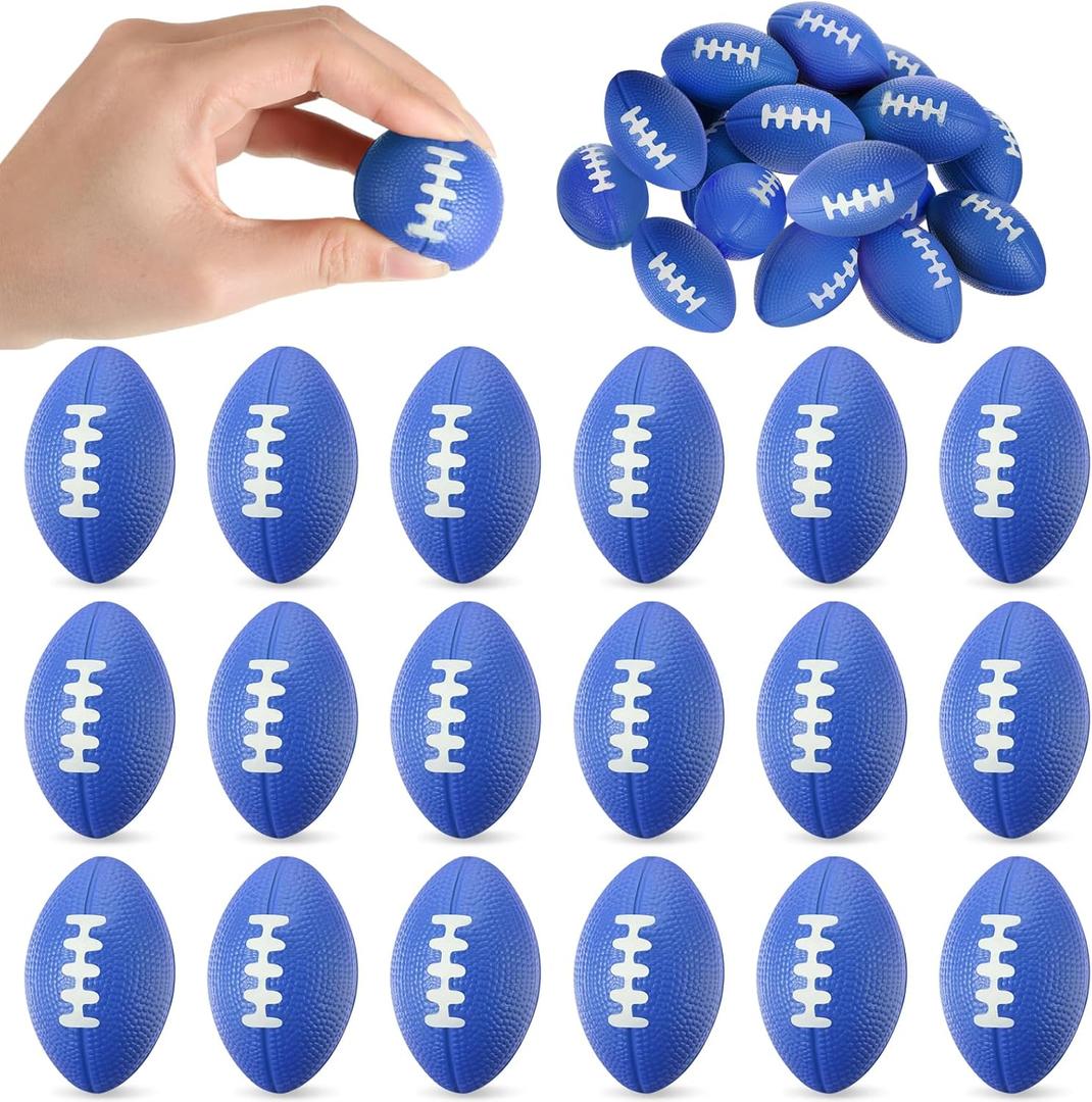16 Pcs Mini Foam Footballs Stress Ball 2.17 Inch Small Foam Sports Ball Bulk for Graduation Gift Game Day Goodie Bag Stuffers School Carnival Reward Football Party Favors(Blue)