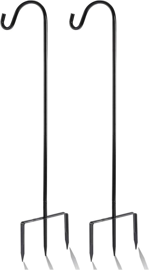 EXCMARK 2 Pack Shepherd Hook Adjustable Height 31/24/16 1/2 inch Thick Use at Weddings, Hanging Solar Lights, Lanterns, Bird Feeders, Metal Hanger Hook (Black, 31 inch). U.S. Patent.