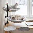 2-Tier Cat Desk Bed – Dual Hammock Desk Mounted Perch for 1–2 Cats, Space-Saving Shelf with Soft Plush & Breathable Mesh Pads, Adjustable Height, Feather Toy Included