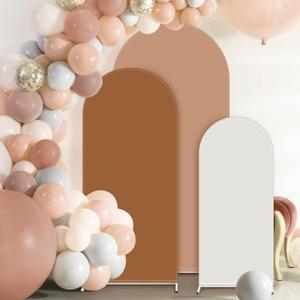 VitalCozy Set of 3 Wedding Arch Cover 4ft, 5ft, 6ft Fabric Arch Backdrop Cover Double Sided Fitted Spandex for Baby Shower Birthday Party Decoration, Frame Not Included(Dirty Orange Series)