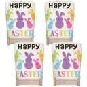 Whaline 4 Pcs Happy Easter Bunny Chair Covers Cute Colorful Rabbit Seat Cover Spring Holiday Washable Dining Chair Slipcovers Protector for Birthday Party Dinning Table Home Kitchen Decor