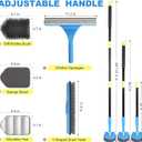 Tile Tub Scrubber Brush with 5 Different Function Cleaning Heads and 51" Extendable Long Handle Non Scratch Shower Scrubber for Cleaning Bathroom Kitchen Toilet Wall Bathtub Sink