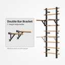 DHT Wood Stall Bar, Swedish Ladder Suspension Trainer with 9 Strategic Rods, for Home, Gym, School and Clinics, Black