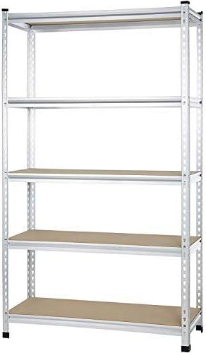 Amazon Basics 5-tier Medium Duty Storage Shelving Single Post Press Board Shelf - 48 x 18 x 72 Inches, Aluminum