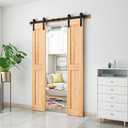SMARTSTANDARD 5FT Heavy Duty Double Door Sliding Barn Door Hardware Kit,Smoothly and Quietly-Easy to Install-Includes Step-by-Step Installation Instruction Fit 15" Wide Door Panel
