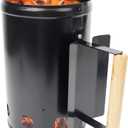 Charcoal Chimney Starter for Outdoor Cooking Barbecue BBQ Quick Rapid Fire Briquette Starters Can Black with Wooden Handle