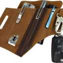 Multitool Sheath for Belt - EDC Pocket Organizer | Leatherman Holster | Leather Multitool Pouch with Pen Holder, Flashlight Sheath and Key Fob Clip | Handmade Leather EDC Organizer (Brown)
