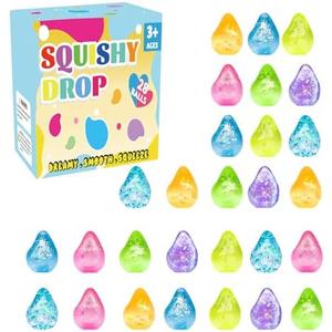Fidget Toys Stress Ball for Kids 28pcs, Cube Squishies Anxiety Stress Relief, Ice Squishy Stress Cube-Drop Malt Sugar Balls, Sensory Toys for Kids with Autism, Fidgets for Classroom Prize Toys