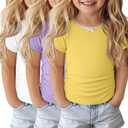Halfchet 3 Pack Toddler Girls Short Sleeve T Shirts | Short Sleeve, Crewneck, Summer Casual Tees, Soft Fabric, Breathable, Stretchy, Comfort Fit, Kids Daily Tops, Available 18M-5T