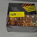 Quntis 12 Stars Curtain Christmas Lights - 138 LED Connectable Christmas Window Lights - 8 Mode Indoor Waterfall Light Hanging Backdrop for Bedroom Wedding Party Wall Decoration, Warm White