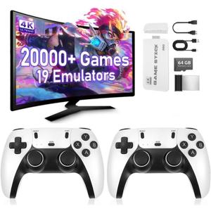 2025 Retro Gaming Console Pro, Video Game Stick with 4K 20,000+ Games and 23 Emulators, Upgraded Dual 2.4G Wireless Controllers, Plug & Play Nostalgia Gaming Stick 64GB
