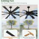 ZMISHIBO 65 Inch Outdoor Ceiling Fans No Light with Remote, Damp-Rated | Humidity-Resistant 8 Blade, 6-Speed Reversible DC Motor, Black Modern Ceiling Fan Without Light for Patio Porch Gazebo Garage