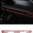 Car Accessories Fit for 2019 2020 2021 2022 2023 2024 2025 Mazda 3 Axela Inner Dashboard Center Console AC Air Vent Outlet Cover Trim (Red) ABS 4 PCS