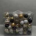 Briful 60PCS Christmas Ornaments Set Black White Gold Christmas Tree Ornaments Balls Plastic Shatterproof Decorative Hanging Ornaments for Xmas Home Winter Holiday Party Decor