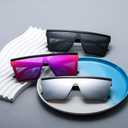 3 Pieces Square Oversized Sunglasses for Women Men Flat Top Large Black Frame Fashion Shades
