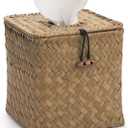 Seagrass Square Tissue Box Cover Woven Napkin Holder Decorative for Bathroom Farmhouse (Natural, 5.5 x 5.5 x 5.5 Inch)