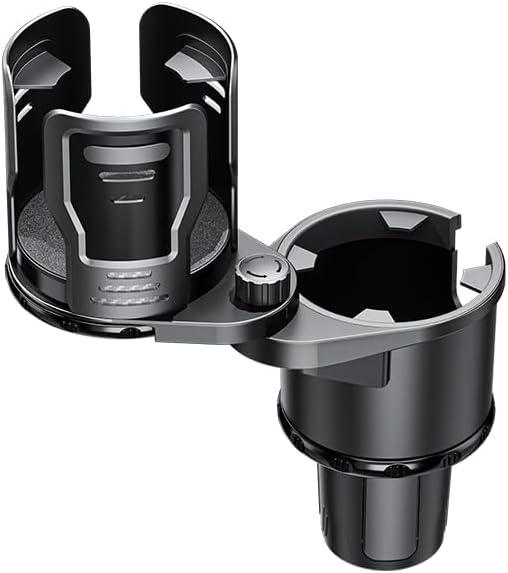 Upgrade Dual Cup Holder Expander, 2 in 1 Multifunction Cup Holder for Car with Lock, 360 Rotating Car Cup Drink Holder with Adjustable Base, Cupholder Expander for Large Water Bottles, Cups