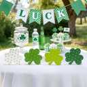 St Patricks Day Shamrock Decorations, 4 Pack 6 Wooden Polka Dot Shamrocks Saint Patty's Irish Holiday Tiered Tray Home Table Shelf Office Desk Decor Set Chunky Clover Tabletop Sign