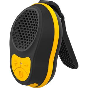 Wearable Bluetooth Speaker Clip On, Small Portable Speaker, Waterproof Bluetooth Mini Speaker with Microphone for Workout Running Up to 24H Playtime(Black+Yellow)