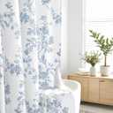Seorsok Sage Blue Shower Curtain,Cotton Floral Cottagecore,Elegant Floral Fabric Shower Curtain Machine Washable Waterproof Bathroom Decor 72x72 inches
