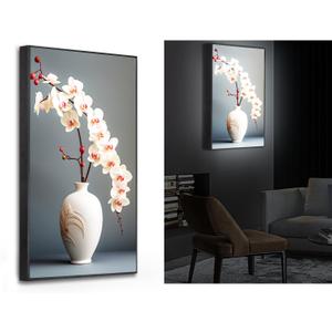 Lighted Wall Art With Built-in LED Lighting, 18W Light Up Decorative Painting for Bedroom, Living Room (Orchid)