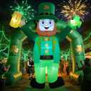 Giant 12ft St Patrick's Day Inflatable Outdoor Decor Leprechaun Lucky Shamrock St Patrick Blow up Inflatable Yard Decoration Built-in 6 LEDs for Yard,Lwan,Garden
