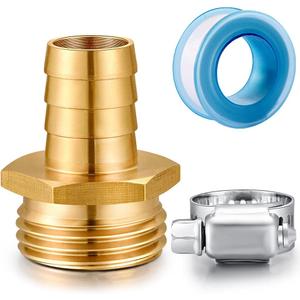 Solid Brass Garden Hose Repair kit Connector with Clamps 5/8" Barb x 3/4" Male,Fit for Garden Hose Fitting,Male and Female Hose Fittings