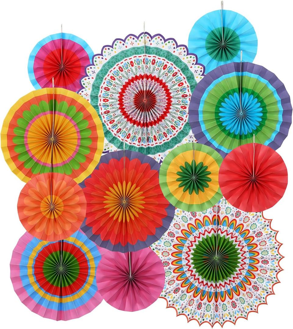 Fiesta Party Supplies Kit: Mexican Party Decorations with Fiesta Paper Fans - for Birthdays, Taco Nights, Cinco de Mayo & Fiesta Party Decorations