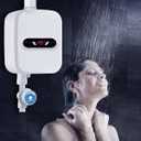 Electric Shower Head Tankless Water Heater Thermostatic Shower Head Set Temperature Adjustable Home Bathroom Waterproof Instant Water Heating Machine