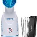 KINLITO Facial Steamer Ionic Face Steamer for Home Facial, Warm Mist Small Facial Steamer for Deep Cleaning Unclog Pores with Blackhead Remover, Aromatherapy Kit for Personal Home SPA (Blue)