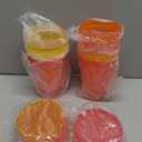Youngever 7 Sets Plastic Kids Cups with Lids and Straws, 7 Reusable Toddler Cups with Straws in 7 Pink Colors (7 Count (Pack of 1))
