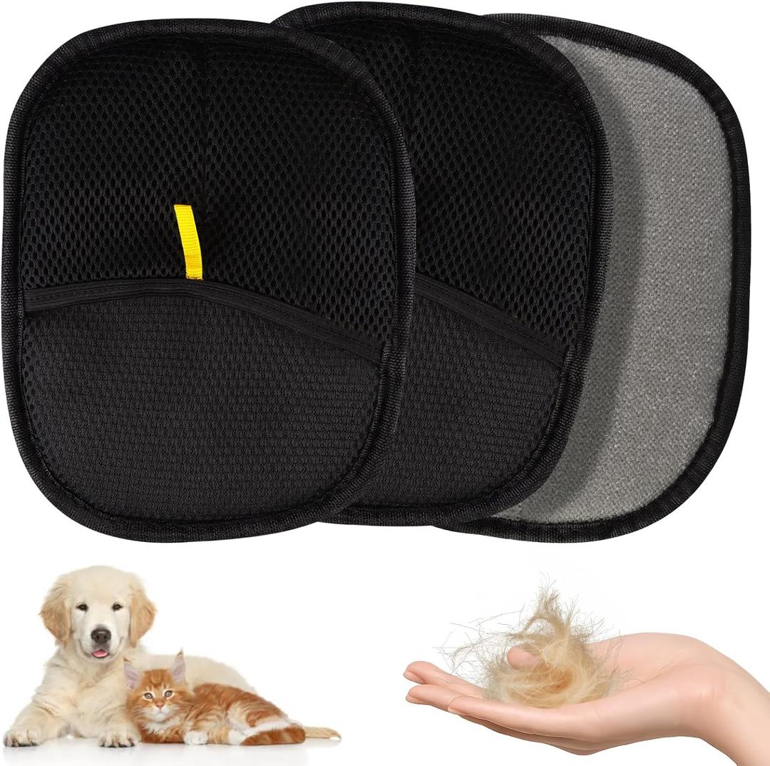 Pet Hair Removal Glove for Cats & Dogs, 3Pcs Upgraded Electrostatic Pet Hair Remover, Reusable Hair Remover Glove for Couch, Furniture, Carpet, Curtain