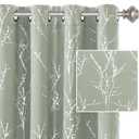 H.VERSAILTEX Blackout Curtains for Bedroom Foil Print Twig Tree Branch Thermal Insulated Grommet Curtain Drapes Light Blocking Thick Soft Window Curtains for Living 52 x 63 Inch, 2 Panels, Sage