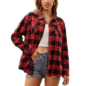 Esabel.C Flannel Shirts for Women Long Sleeve Button Down Plaid Fall Shirt Casual Work Tops,Red/Black,M Esabel.C Flannel Shirts for Women Long Sleeve Button Down Plaid Fall Shirt Casual Work Tops,Red/Black,M