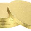 uxcell 4pcs Cake Boards, 6 Inch Round Cake Drum Circle Cake Base Grease Proof Pastry Board for Cake Baking Wedding Birthday Party Supplies Gold