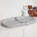 Papablic Wipeable Baby Changing Pad with Removable Safety Strap, Easy to Clean & Non-Slip Waterproof, Changing Pad for Dresser,Bed (Grey)