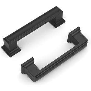 10 Pack Matte Black Cabinet Handles, 3 Inch Hole Center Pulls, Kitchen Cabinet Handles Square Drawer Pulls for Kitchen Bathroom Bedroom