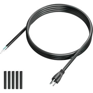 QTEATAK 10 FT Male Plug Extension Cord, 125 V 20 A 3 Prong 3-Wire Straight Blade Plug with AWG 12 Cable, Replacement Power Cord, Includes 5 Heat Shrink Tubes, UL (Male Black 1 Pack)