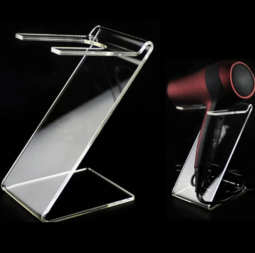 esowemsn 1PC Clear Acrylic Hair Dryer Holder Hair Dryer Display Rack Salon Home Bathroom Blow Dryer Holder Stand Hair Styling Tool Storage Organizer