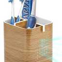 Boperzi Toothbrush Holders for Bathrooms Organizer Countertop, Detachable Anti-Slip Electric Toothbrush Holders for Kids, Toothbrush and Toothpaste Holder Storage Caddy Drainage for Shower Wood Grain