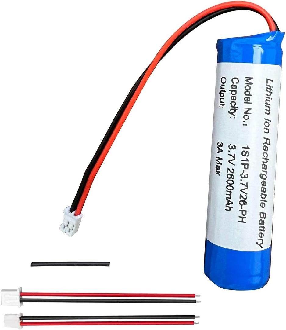 Seasider 3.7V 2600mAh Rechargeable Batteries Li-ion Battery with JST PH2.0 2Pin Connector for DIY Electronics Products, Toys, Lighting, Bluetooth Equipment