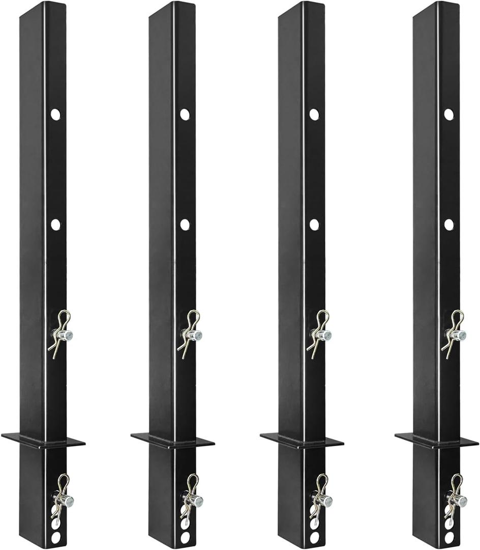 4Pack 30 inch Adjustable C Channel Pipe Stake for Flatbed Trailer Hauler, 30" Trailer Stake Pocket D Ring, Gooseneck Trailer Side Rail